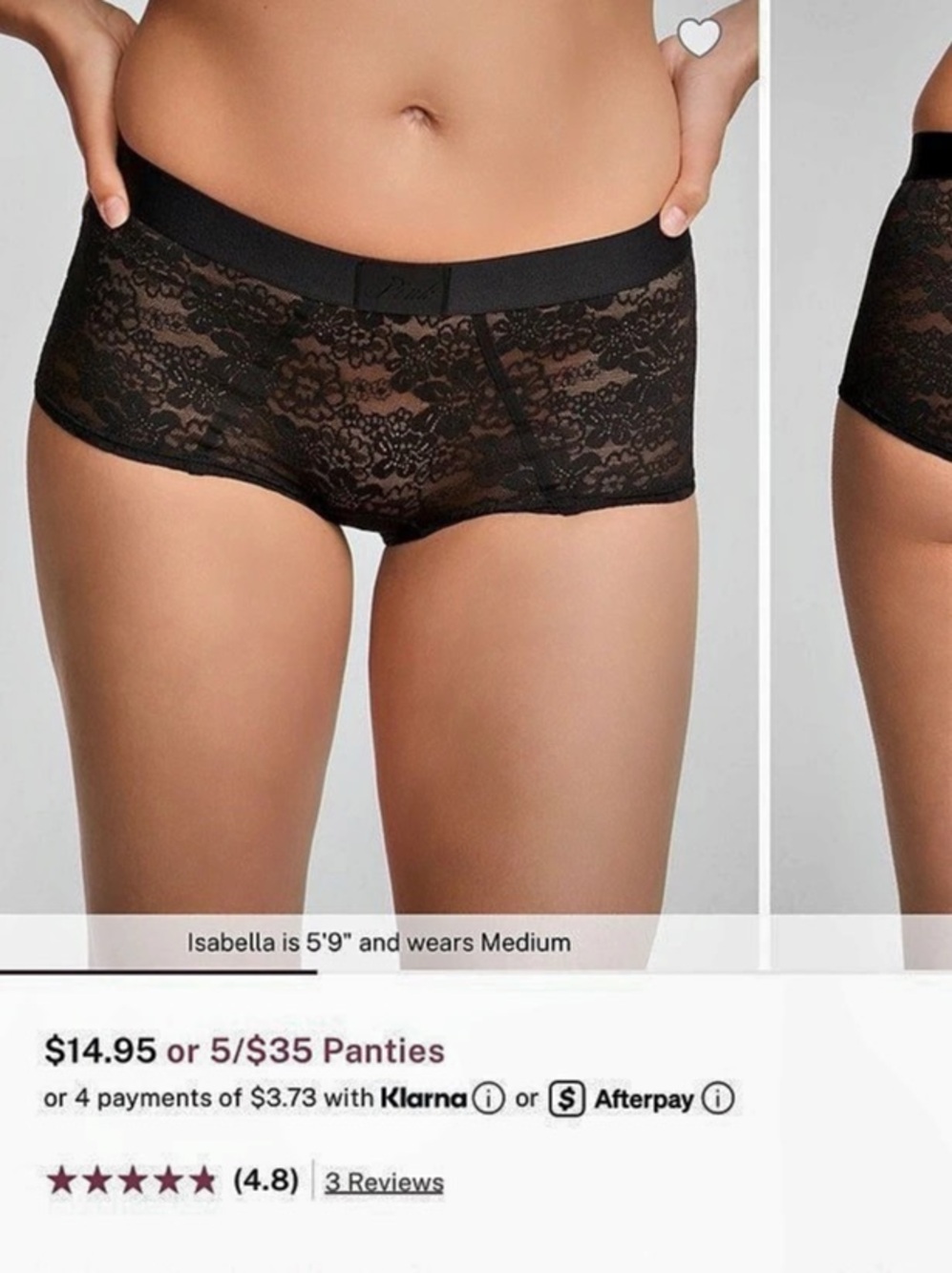 NWT VS Logo Cotton Boyshort Panty Floral Black